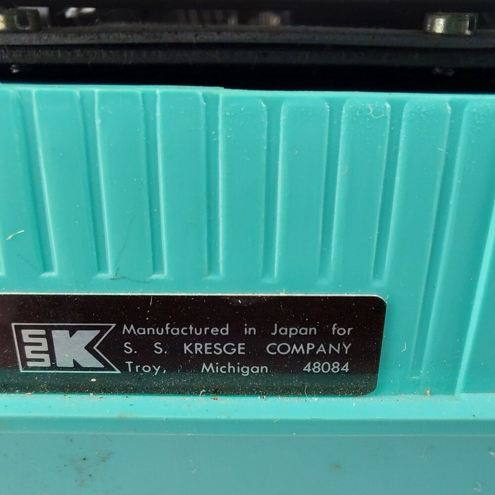 SS Kresge Wedgefield 300 Deluxe 12 Turquoise Typewriter & Case Working Japan - Picture 14 of 16